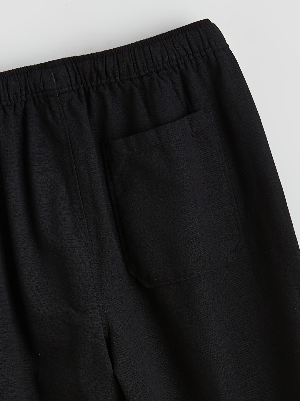 Siyah Rahat Kalıp Keten Görünümlü Erkek Pantolon-7