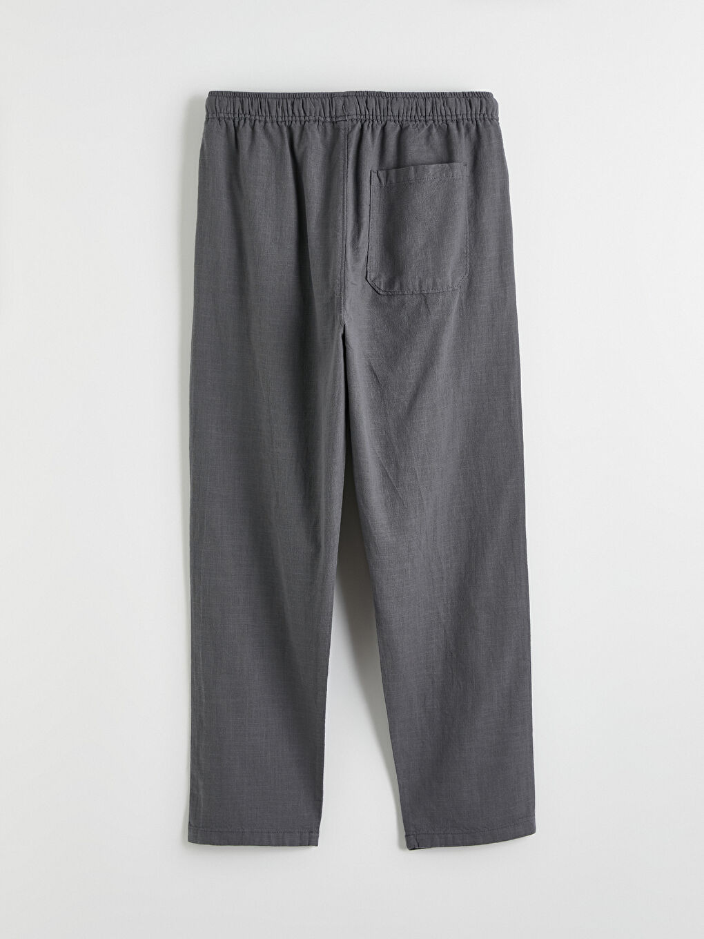 Gri Rahat Kalıp Keten Görünümlü Erkek Pantolon-3