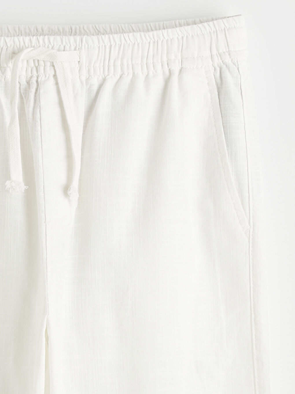 Ekru Rahat Kalıp Keten Görünümlü Erkek Pantolon-10