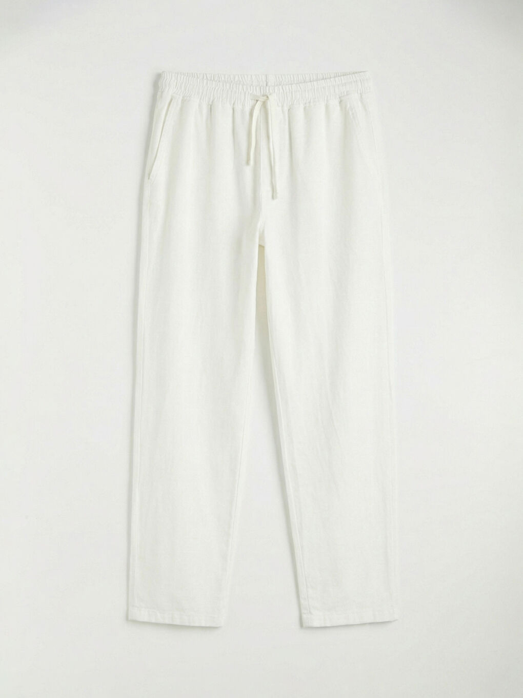 Ekru Rahat Kalıp Keten Görünümlü Erkek Pantolon-4