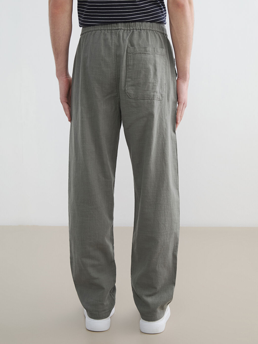 Relaxed Fit Linen-Look Men's Trousers-7