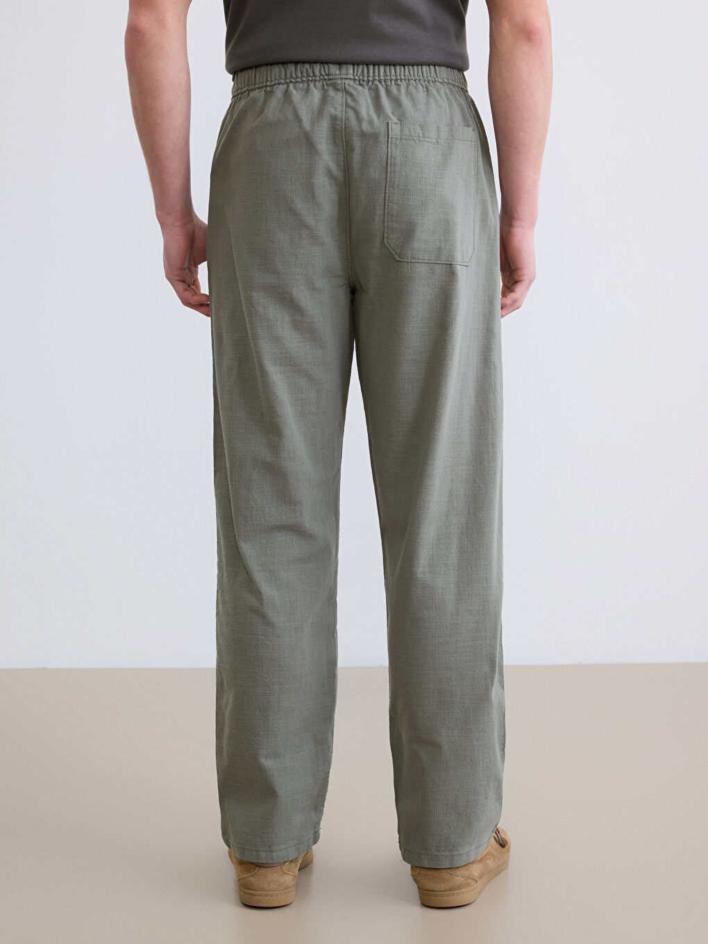 Relaxed Fit Linen-Look Men's Trousers-8