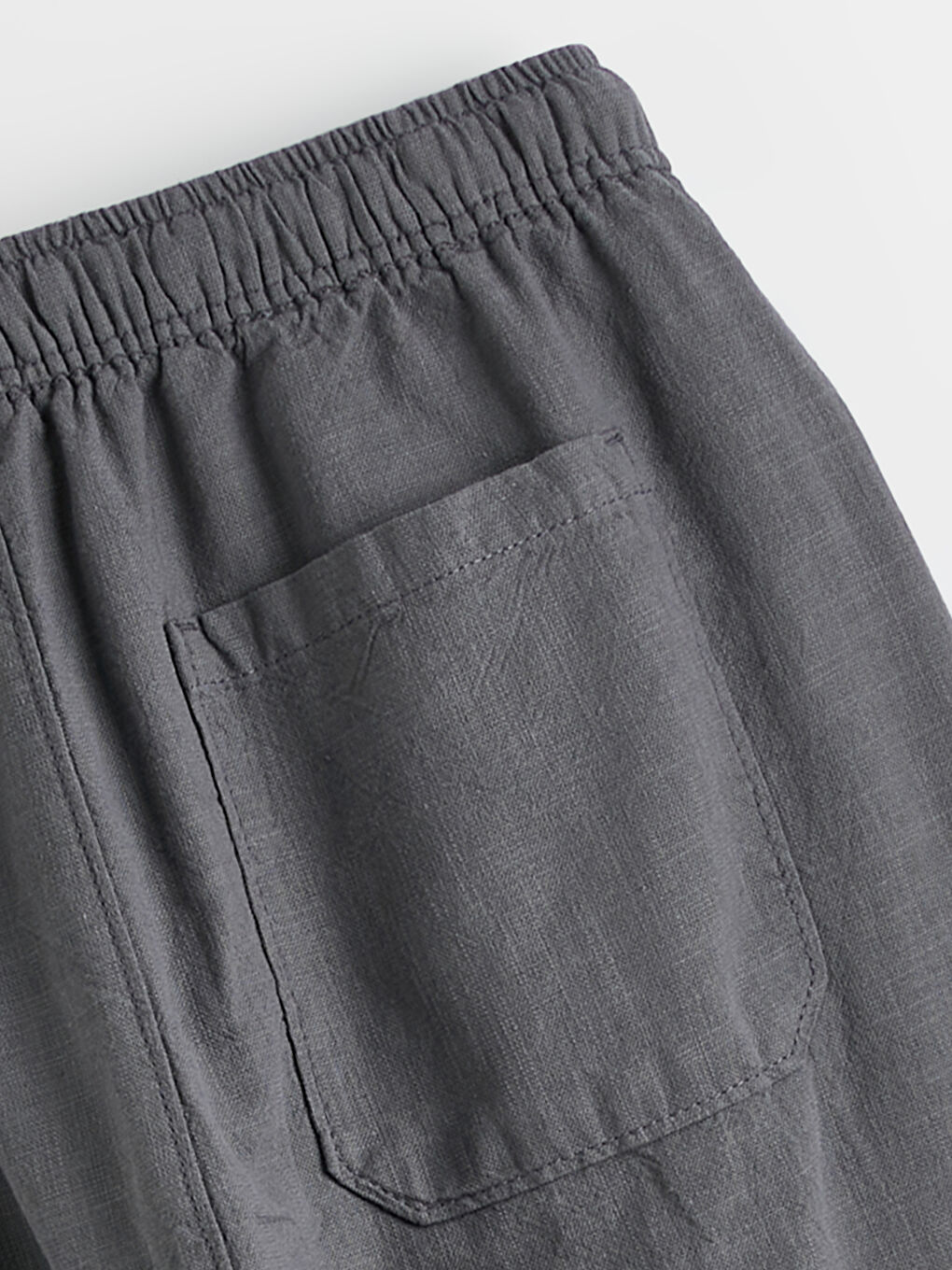 Gri Rahat Kalıp Keten Görünümlü Erkek Pantolon-1