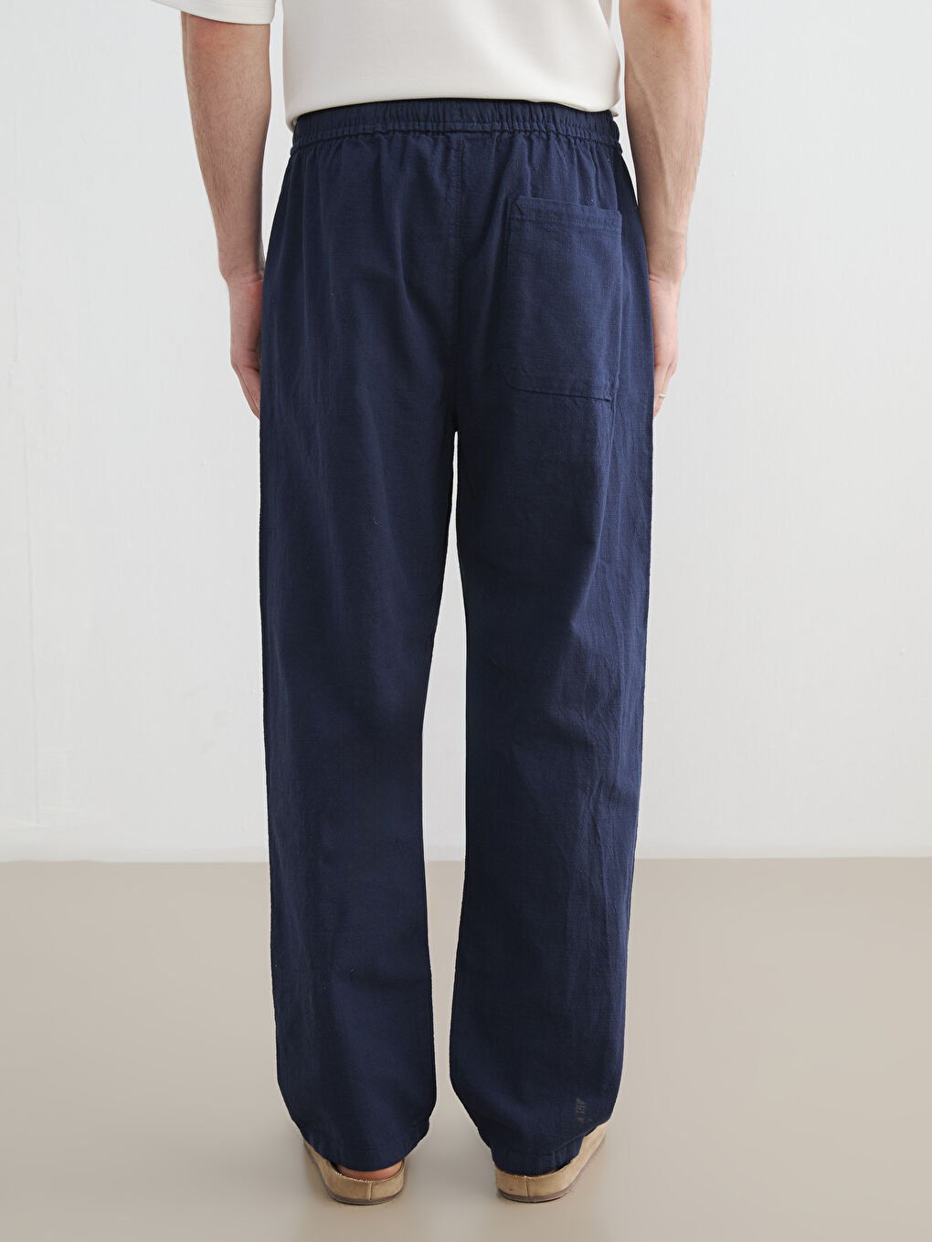 Relaxed Fit Linen-Look Men's Trousers-6
