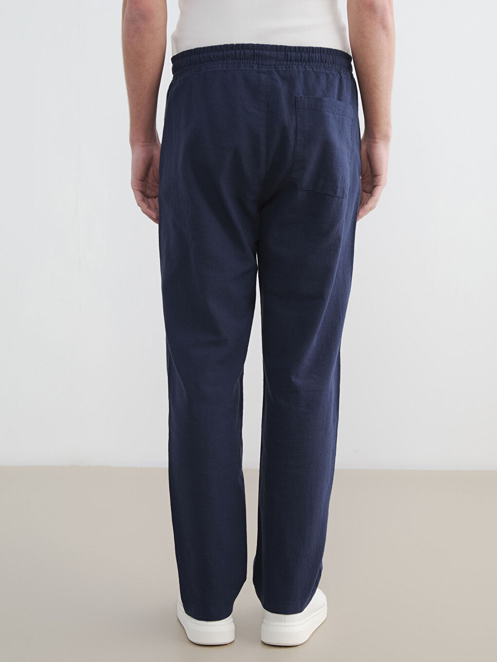 Relaxed Fit Linen-Look Men's Trousers-7