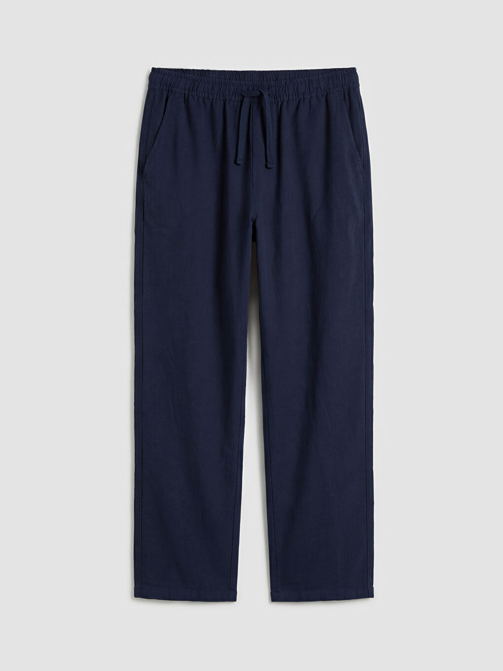 Relaxed Fit Linen-Look Men's Trousers-8