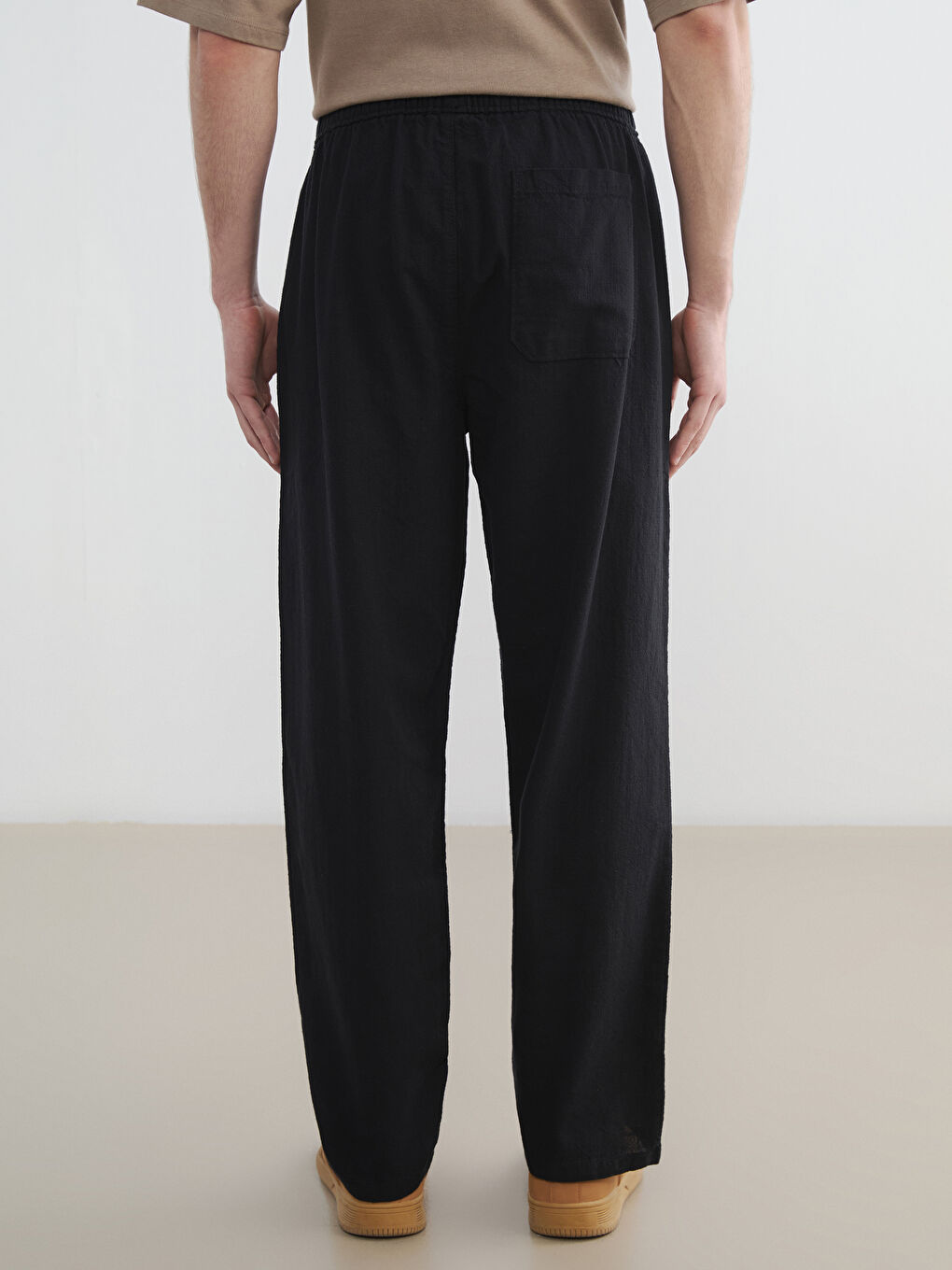 Relaxed Fit Linen-Look Men's Trousers-10