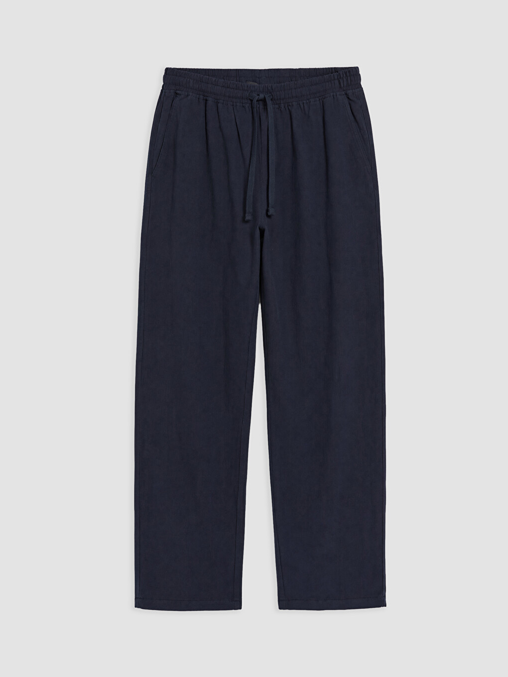 Lacivert Relax Fit Keten Görünümlü Erkek Pantolon-4