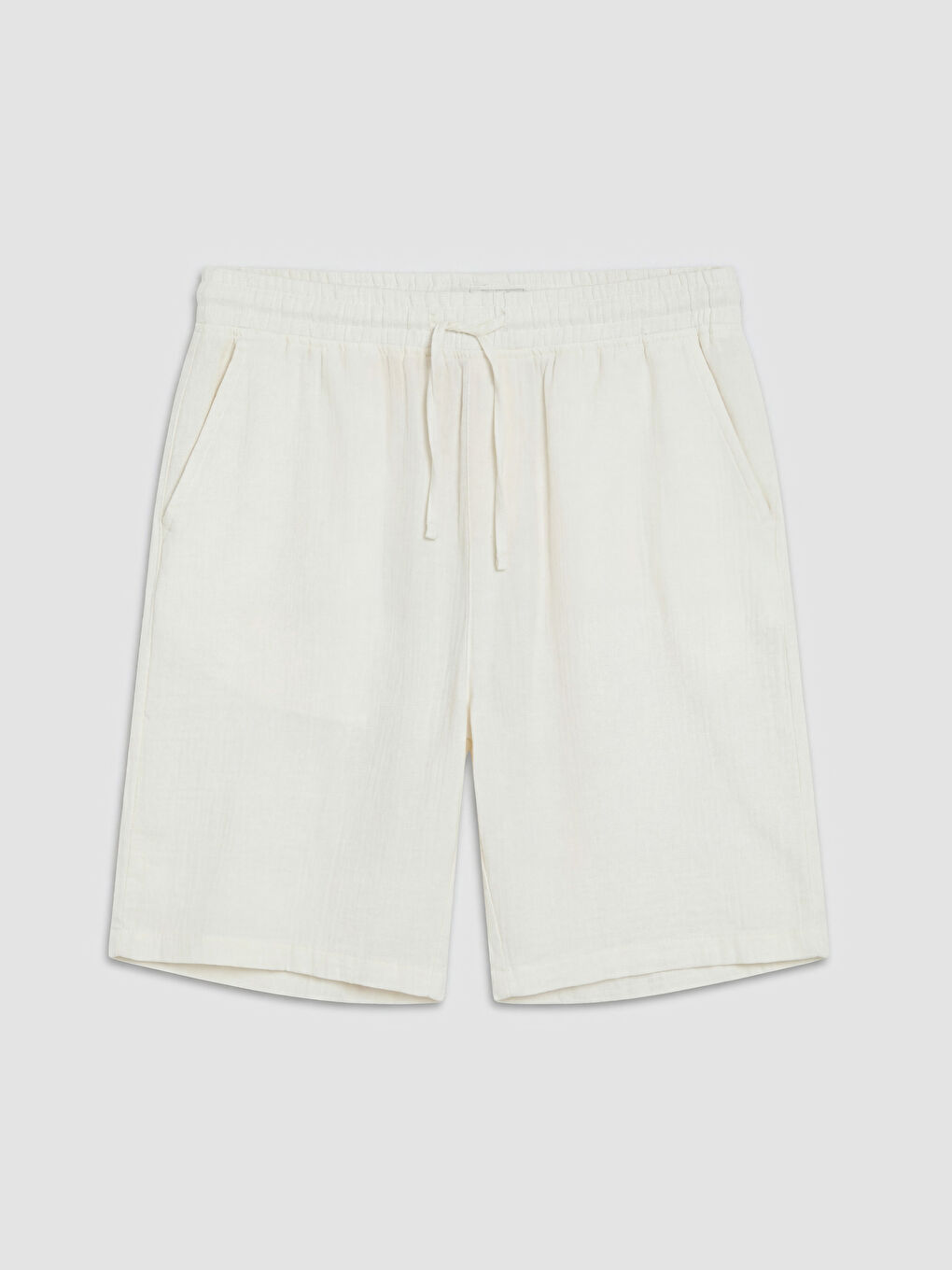 Ekru Loose Fit Müslin Erkek Şort
