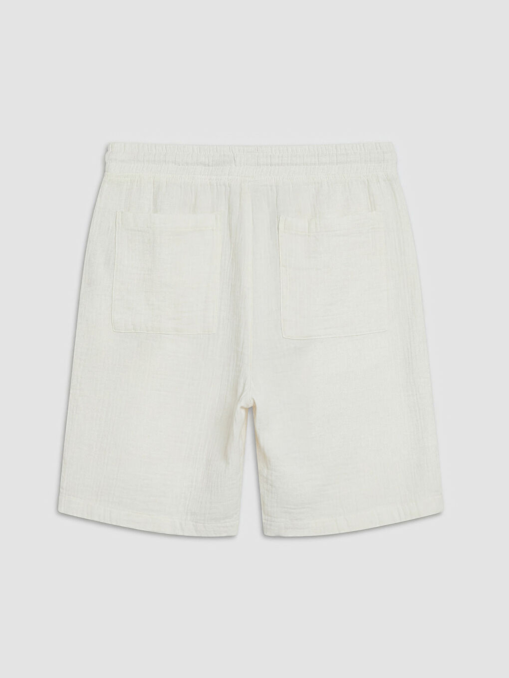 Ekru Loose Fit Müslin Erkek Şort-1