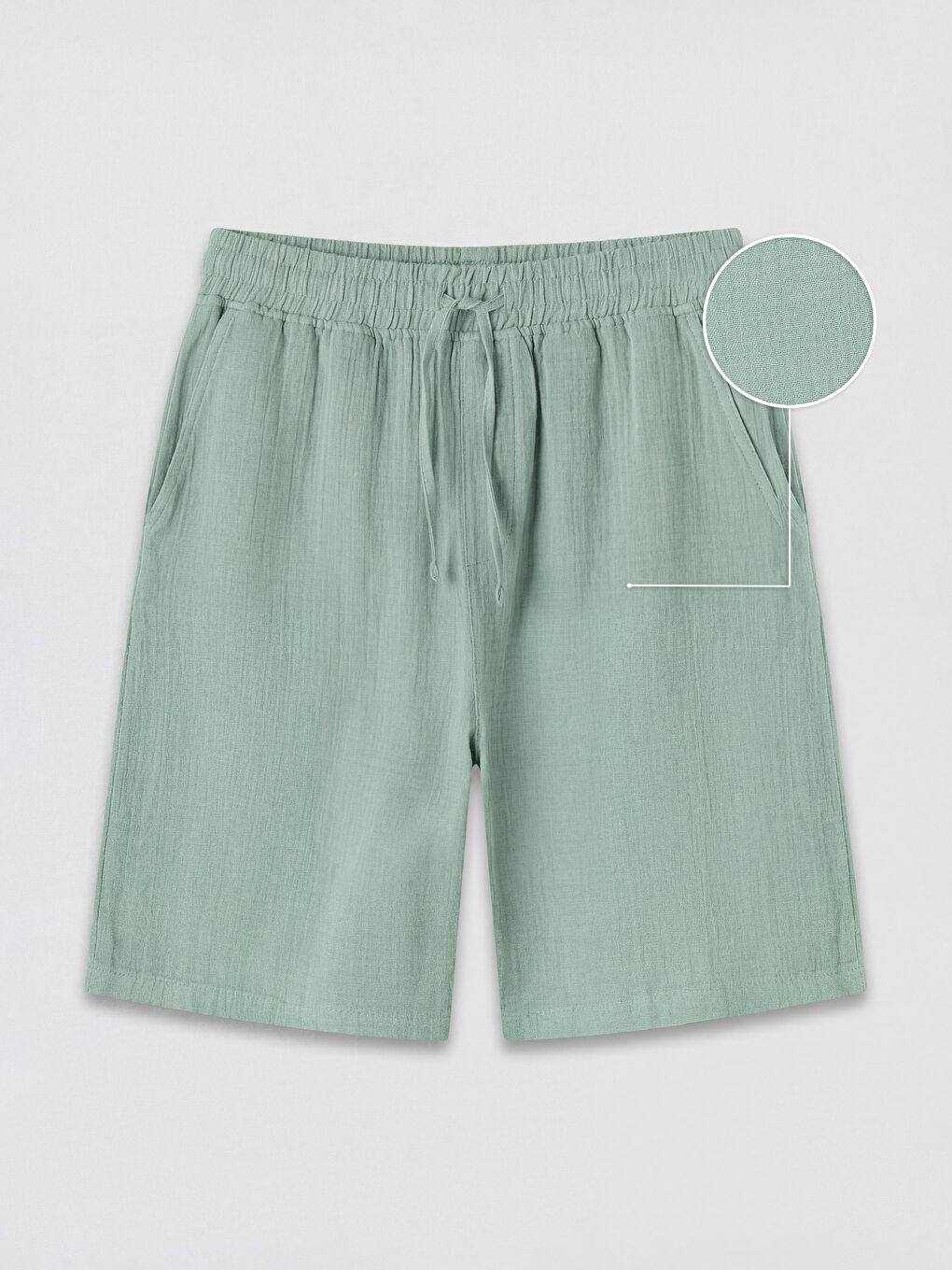 Yeşil Loose Fit Müslin Erkek Şort