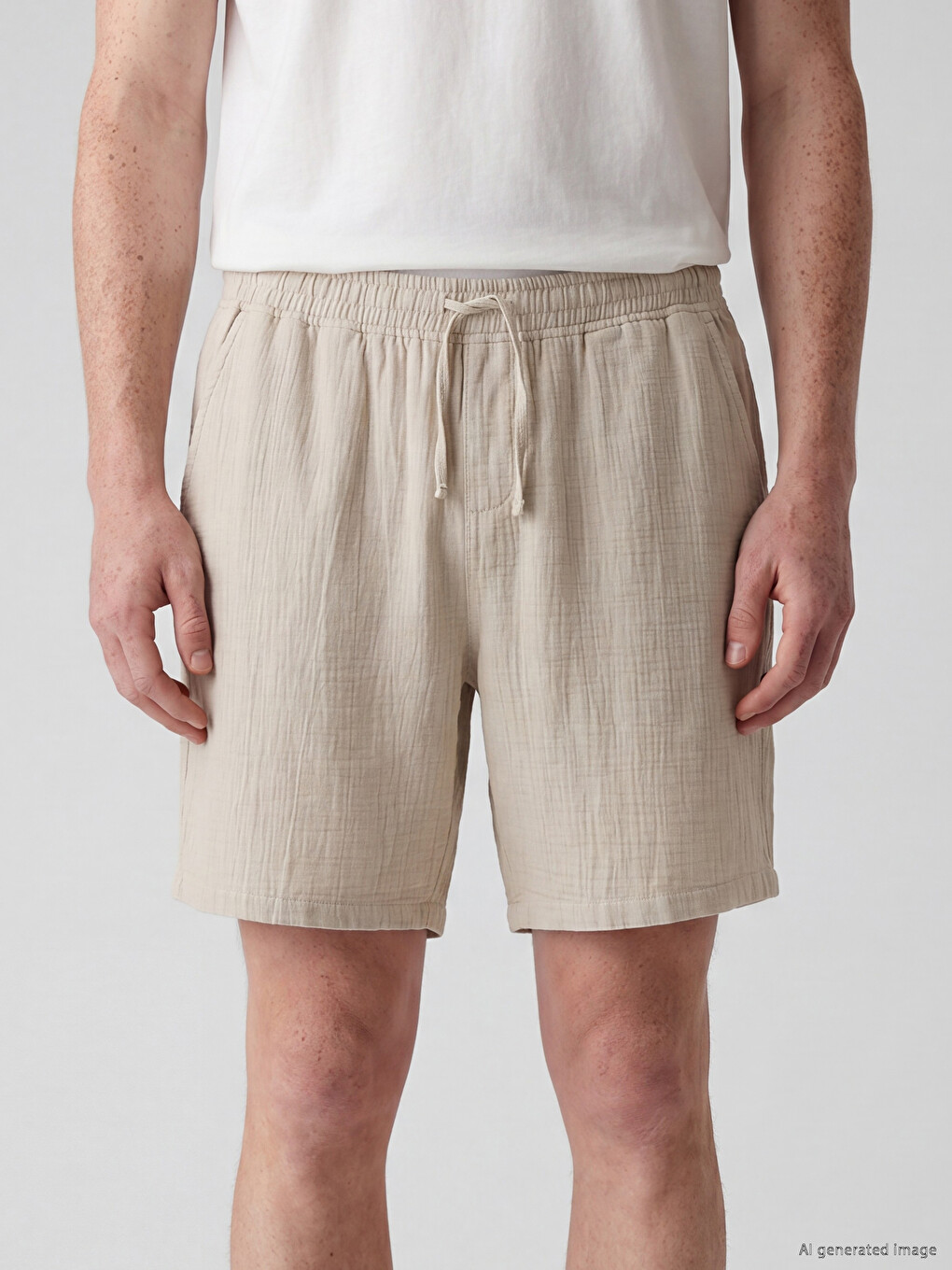 Loose Fit Muslin Men's Shorts-2