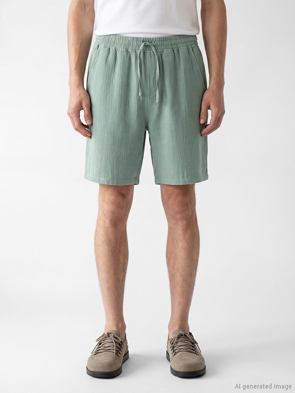 Loose Fit Muslin Men's Shorts-1