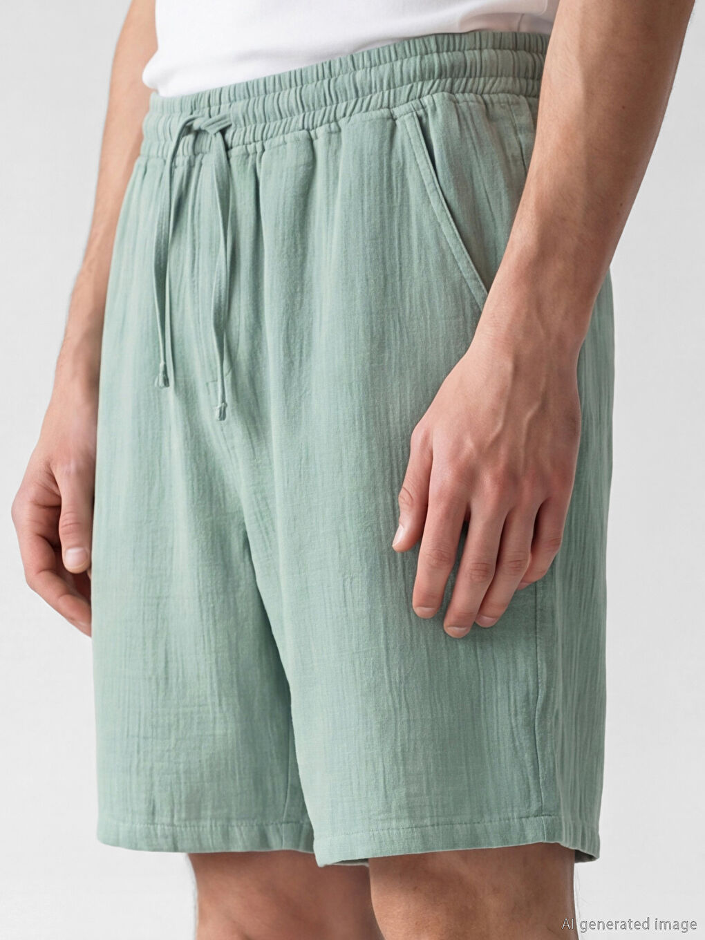 Loose Fit Muslin Men's Shorts-2