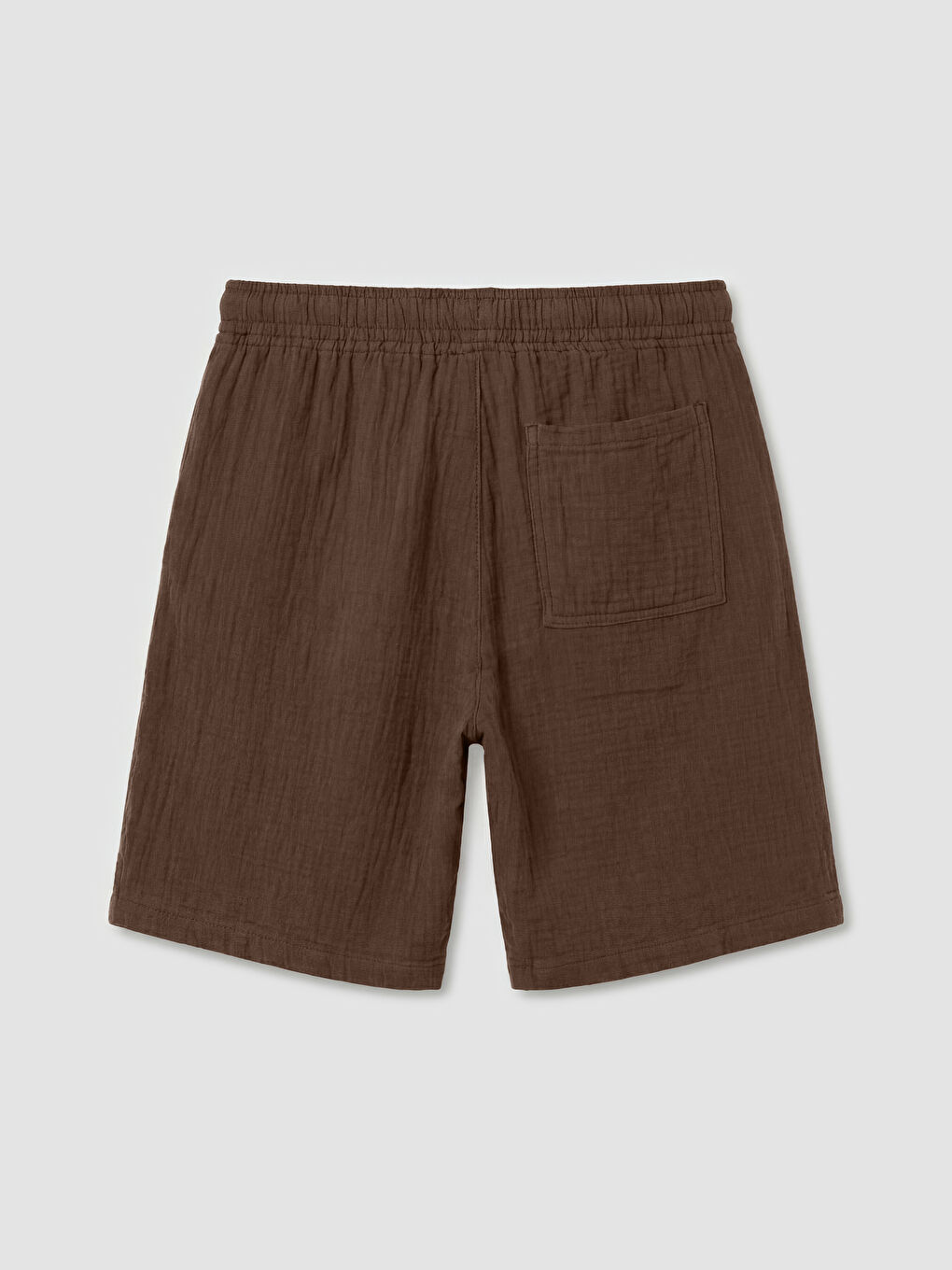 Kahverengi Loose Fit Müslin Erkek Şort-10