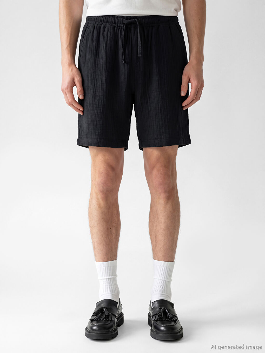 Loose Fit Muslin Men's Shorts-3