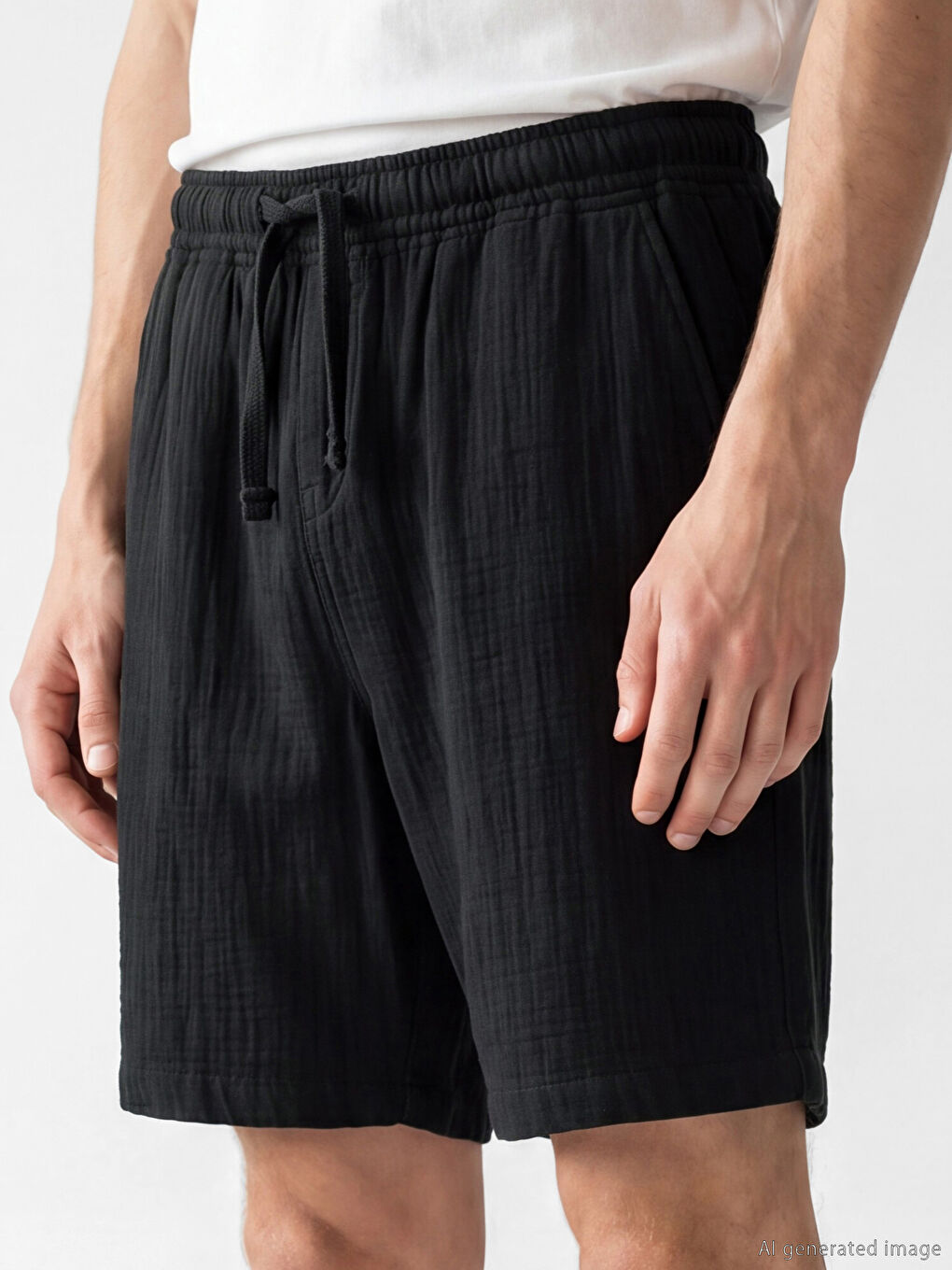 Loose Fit Muslin Men's Shorts-6