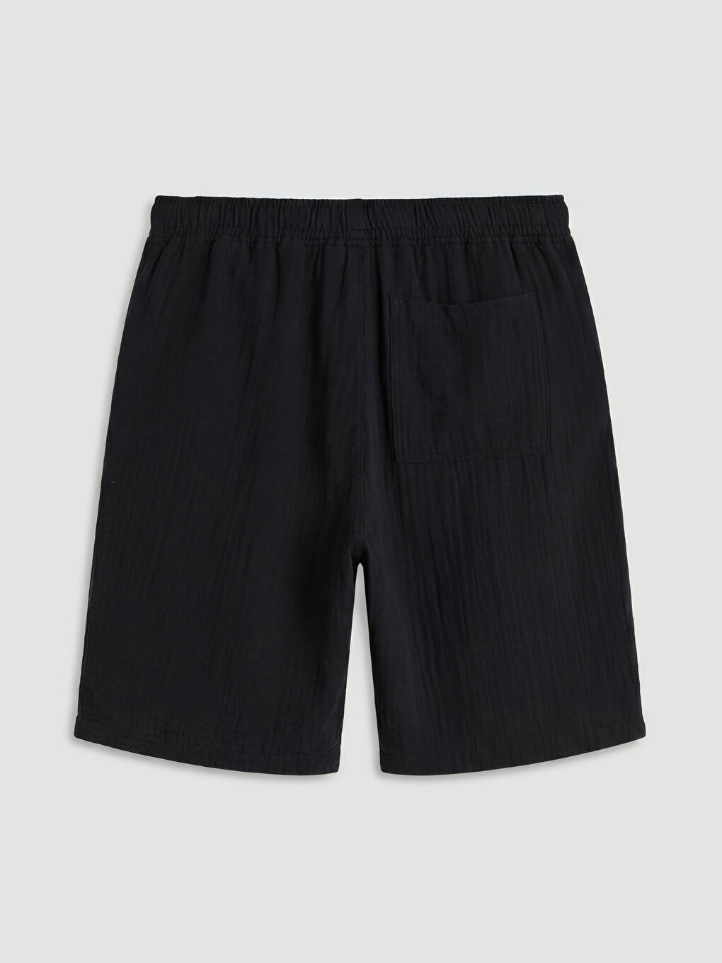 Siyah Loose Fit Müslin Erkek Şort-10
