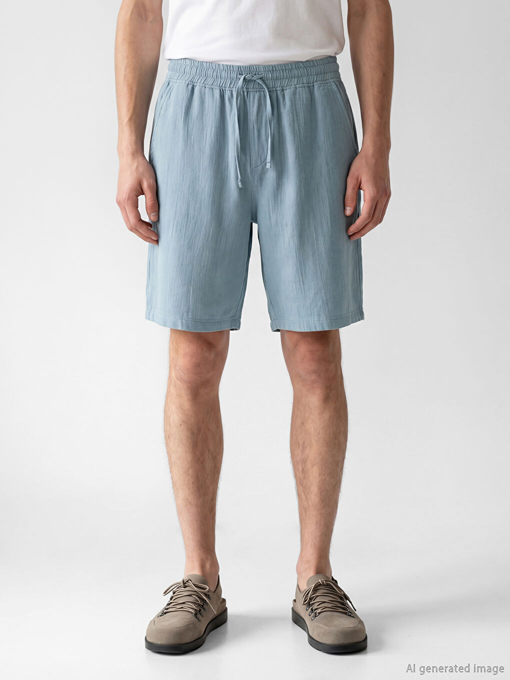 Mavi Loose Fit Müslin Erkek Şort-1