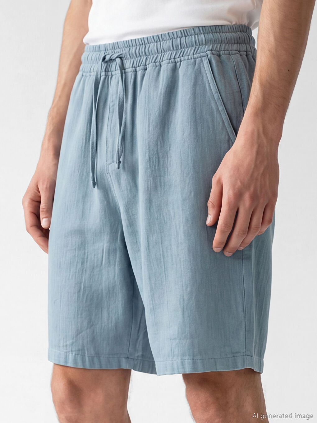Mavi Loose Fit Müslin Erkek Şort-2