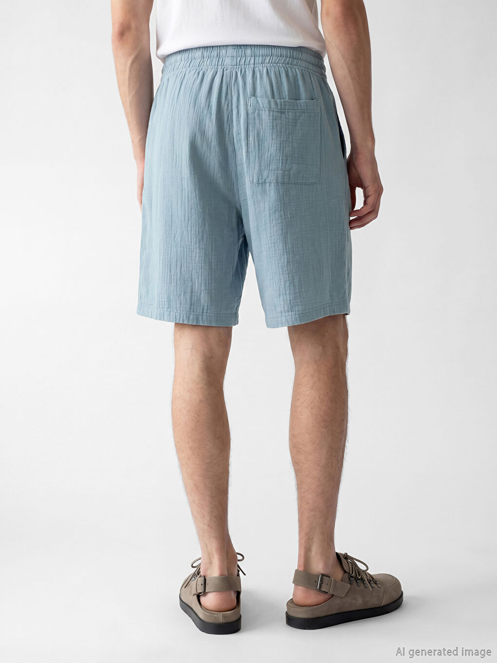 Mavi Loose Fit Müslin Erkek Şort-3