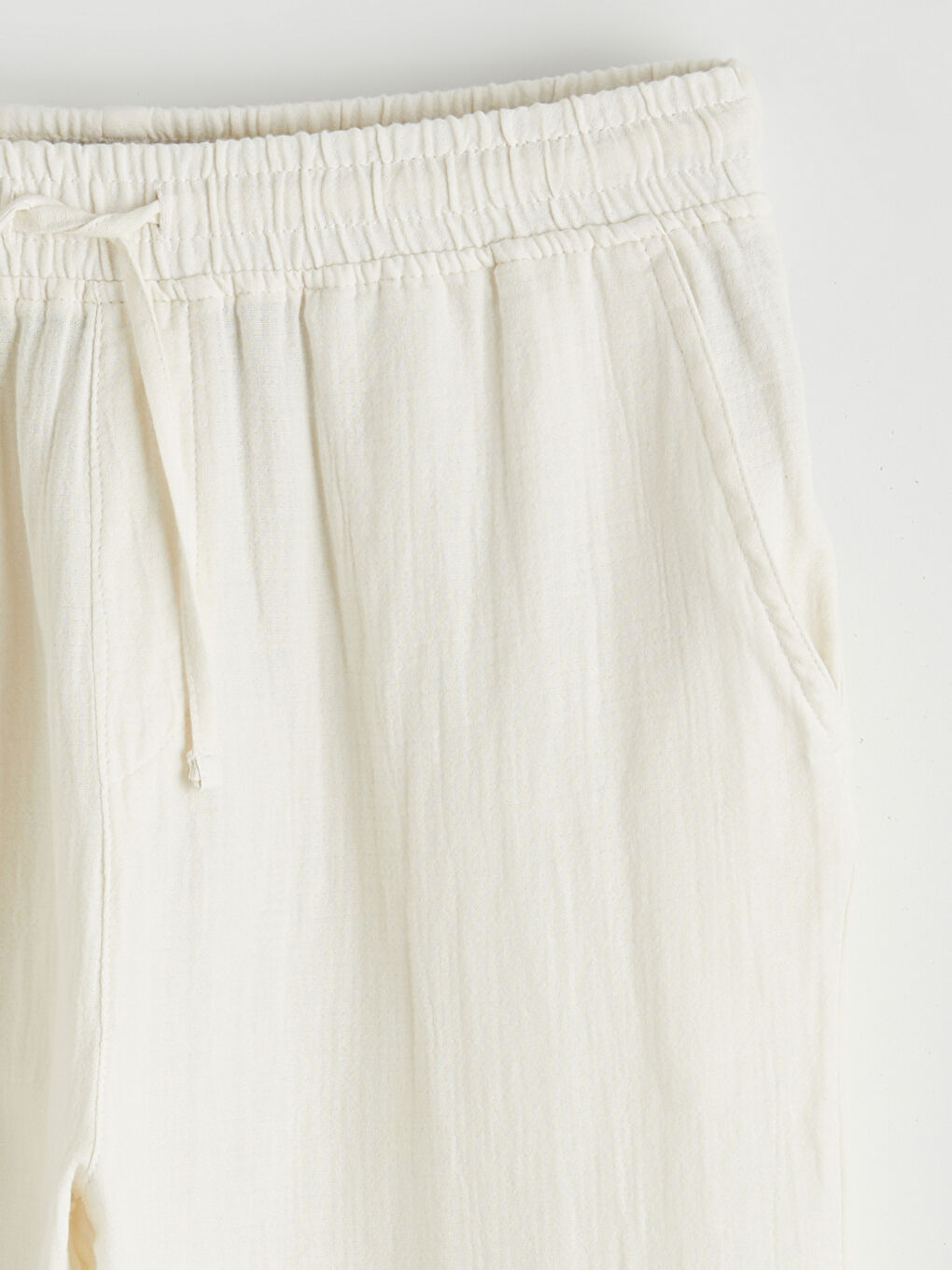 Ekru Rahat Kalıp Müslin Erkek Dokulu Pantolon-1