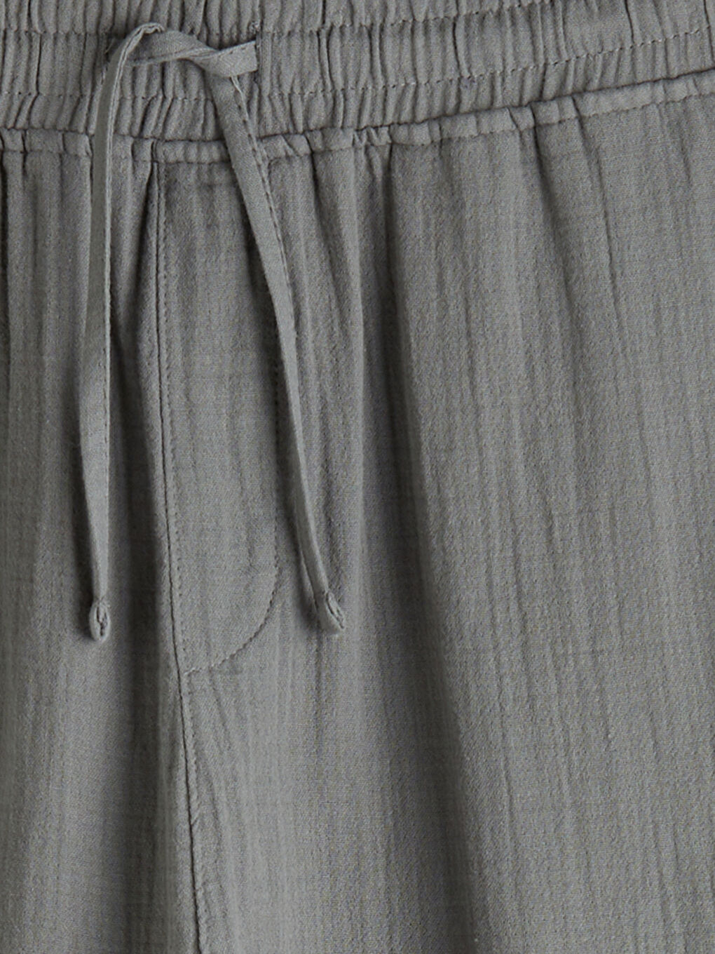 Gri Loose Fit Erkek Müslin Pantolon-2