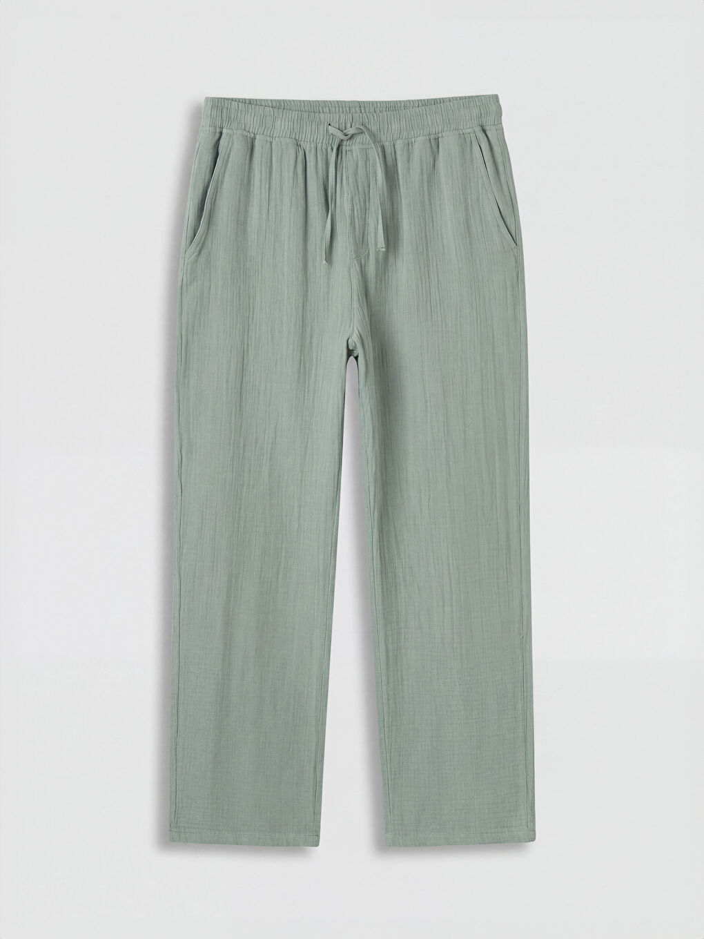 Yeşil Loose Fit Erkek Müslin Pantolon