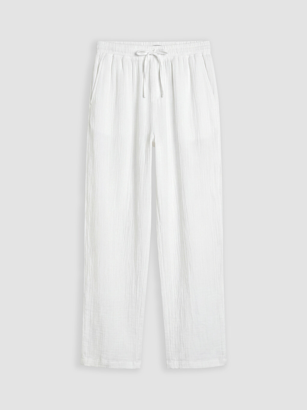 Beyaz Loose Fit Erkek Müslin Pantolon