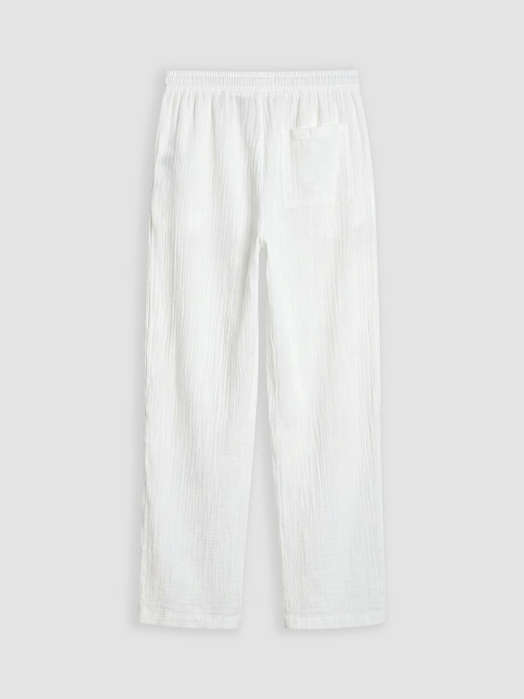 Beyaz Loose Fit Erkek Müslin Pantolon-1
