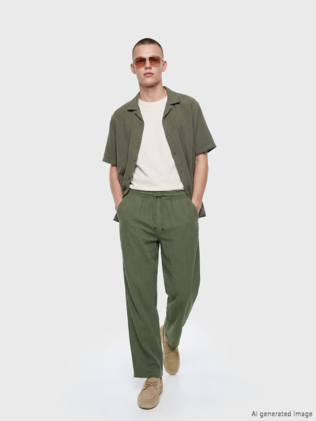 Relaxed Fit Men's Muslin Trousers-1