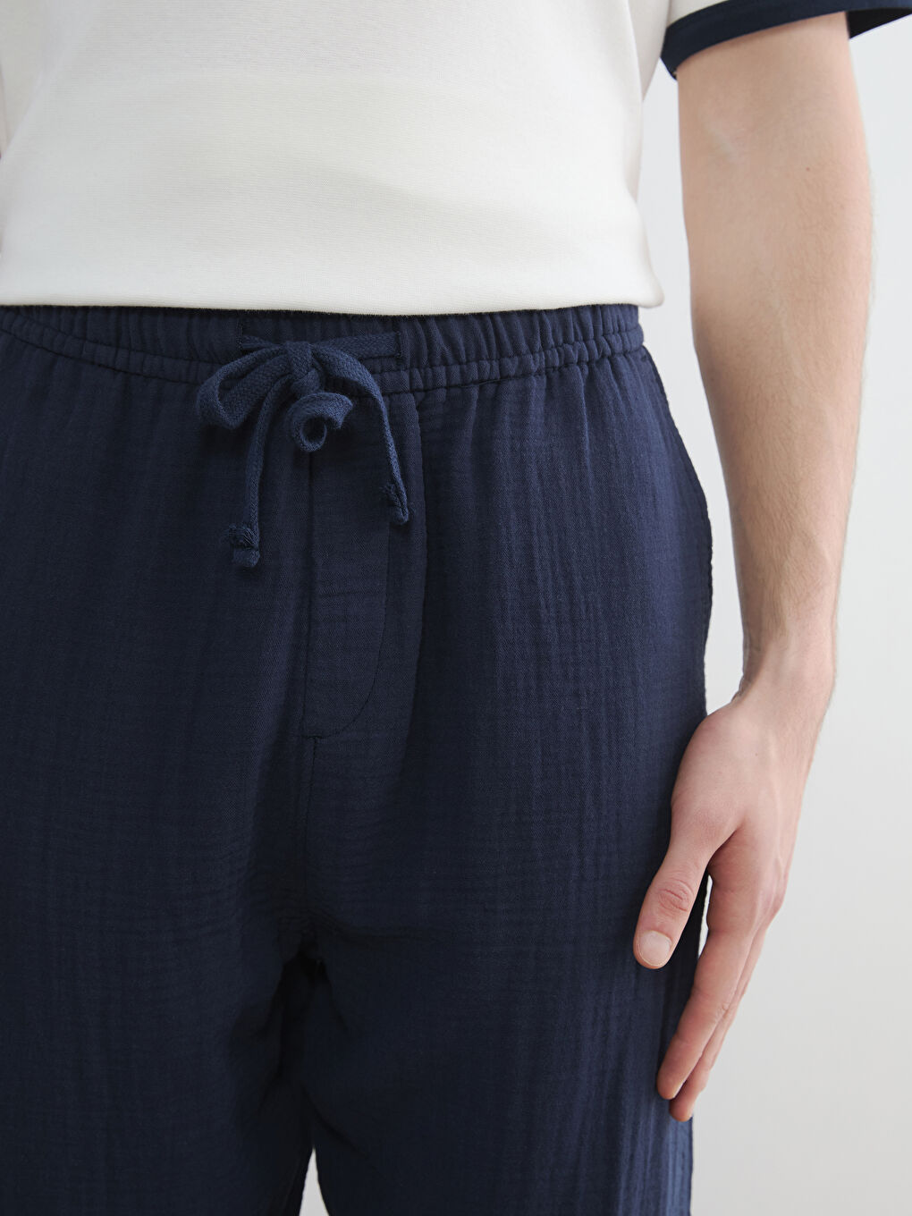 Lacivert Rahat Kalıp Müslin Erkek Pantolon-2