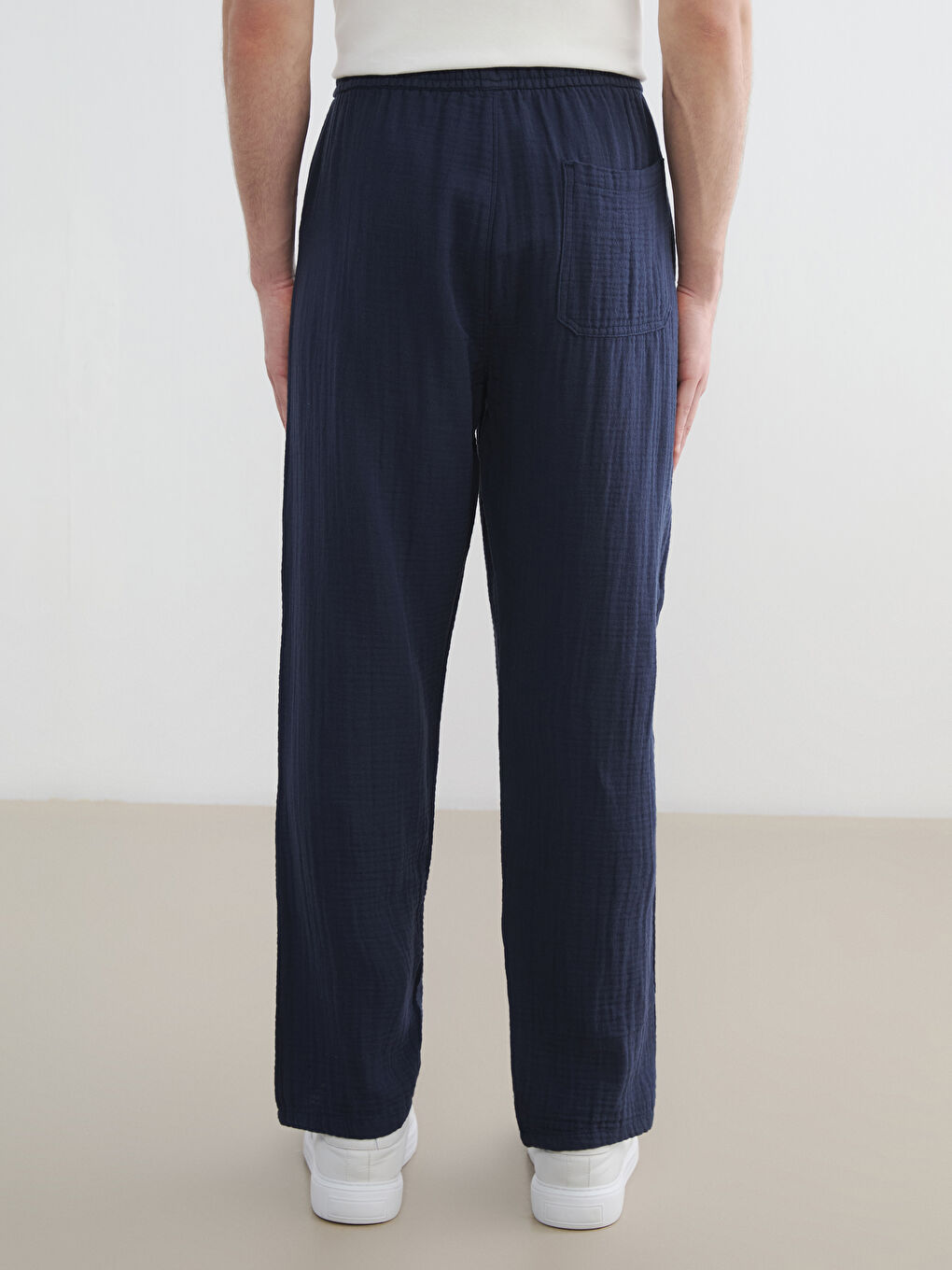 Lacivert Rahat Kalıp Müslin Erkek Pantolon-3
