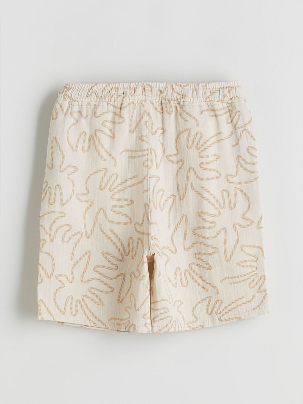 Beyaz Beli Lastikli Desenli Müslin Erkek Çocuk Şort-2