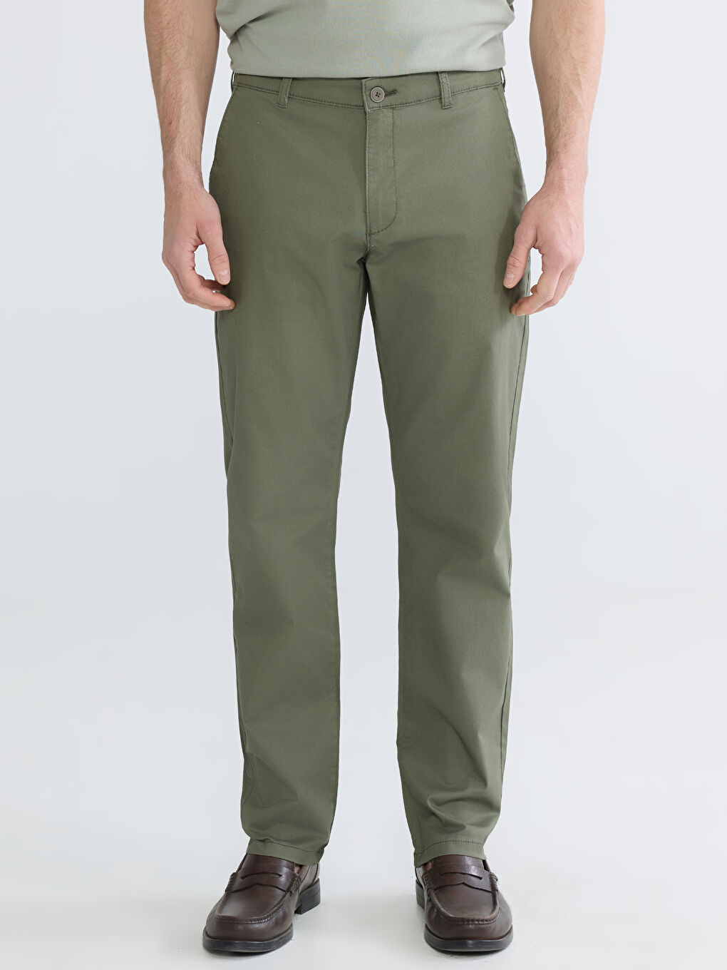 Haki Standart Kalıp Erkek Chino Pantolon-1