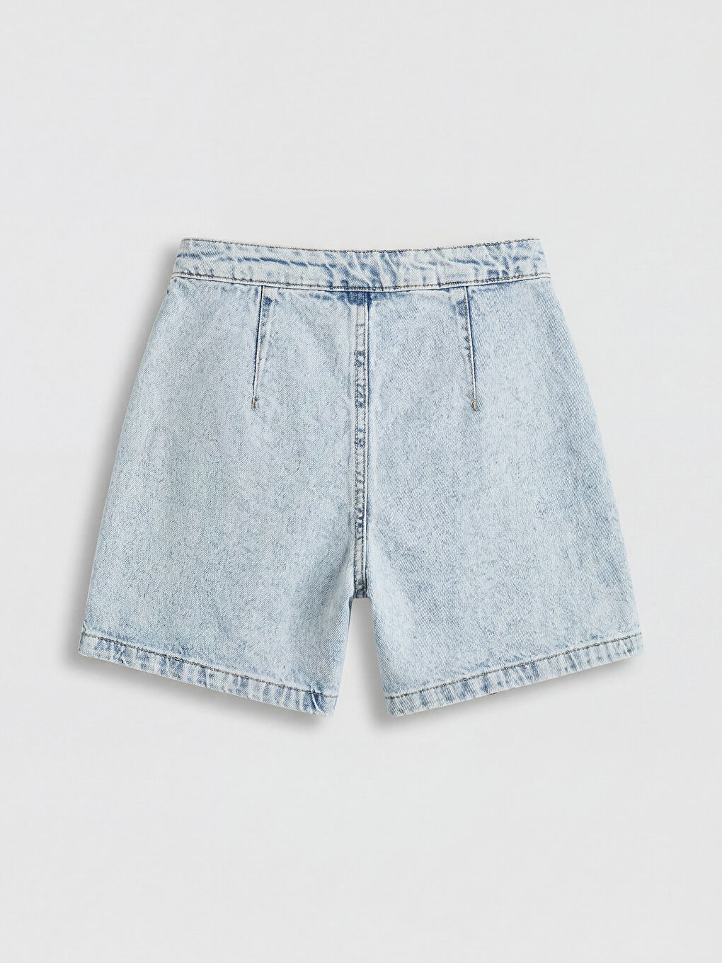 Mavi  Kalp Nakışlı Kız Çocuk Denim Şort Etek-1