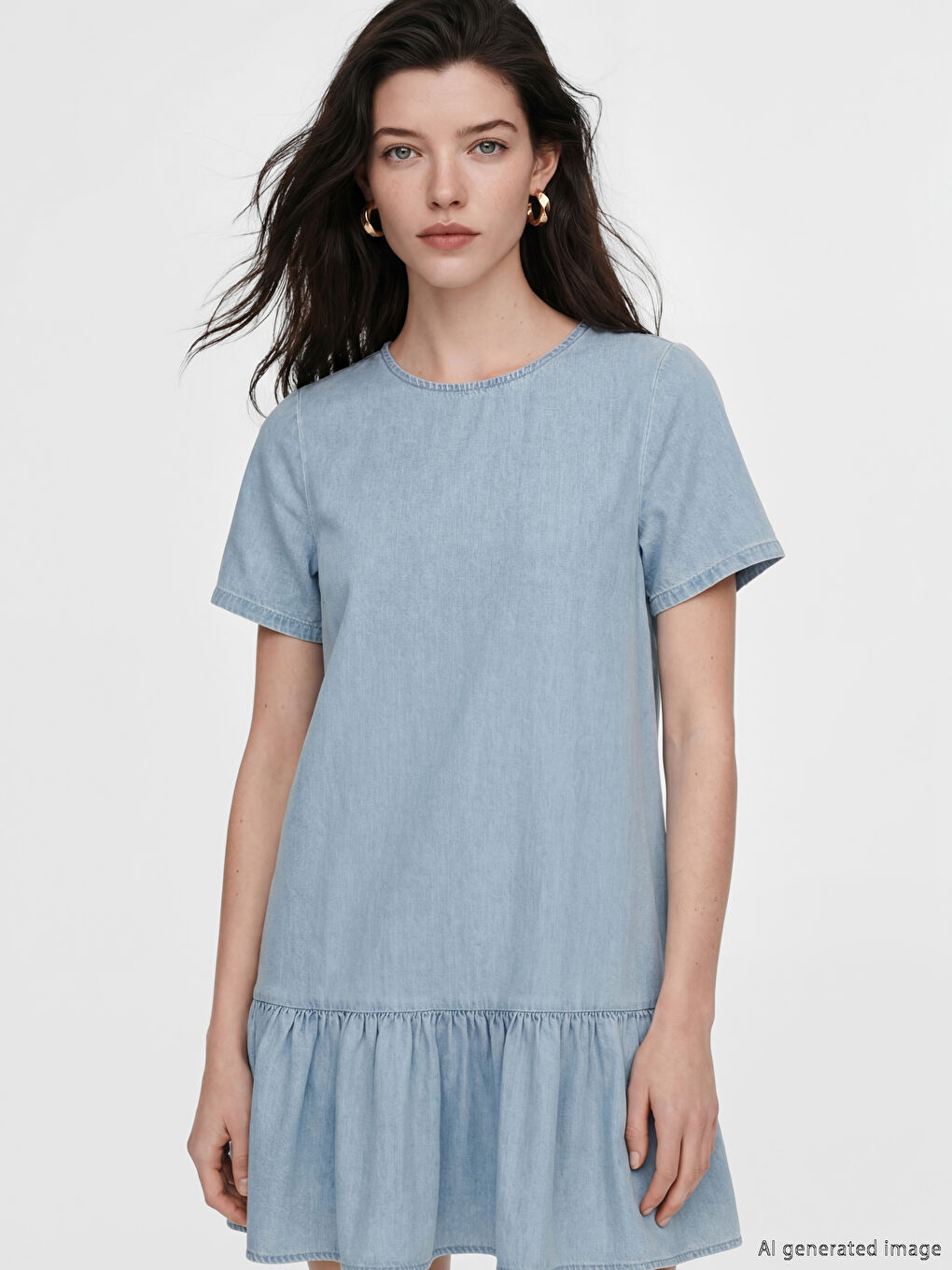 Жена Индиго Рокля от дънков плат-1