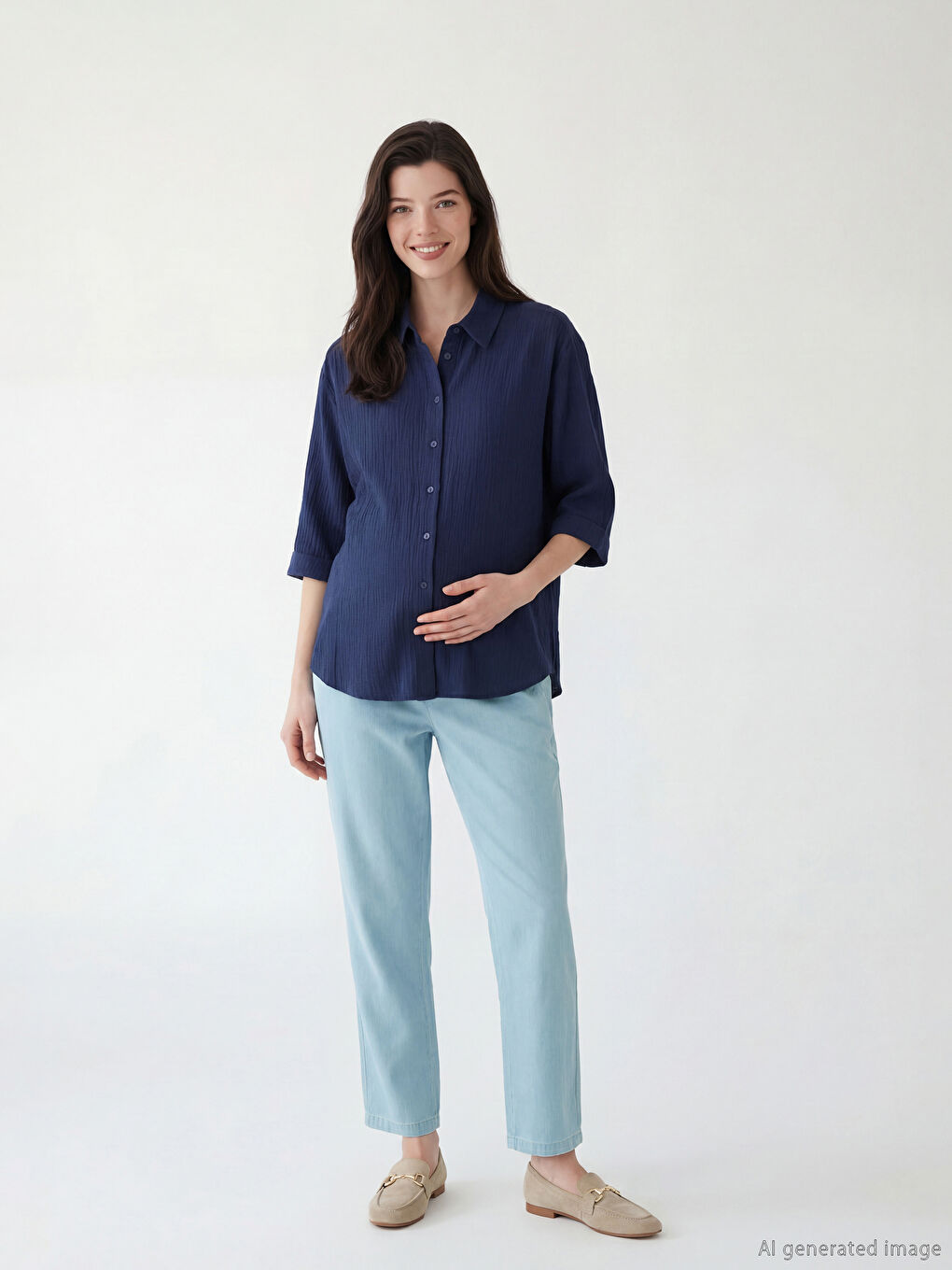 Over Bump Panel Mom Fit Maternity ჯინსი