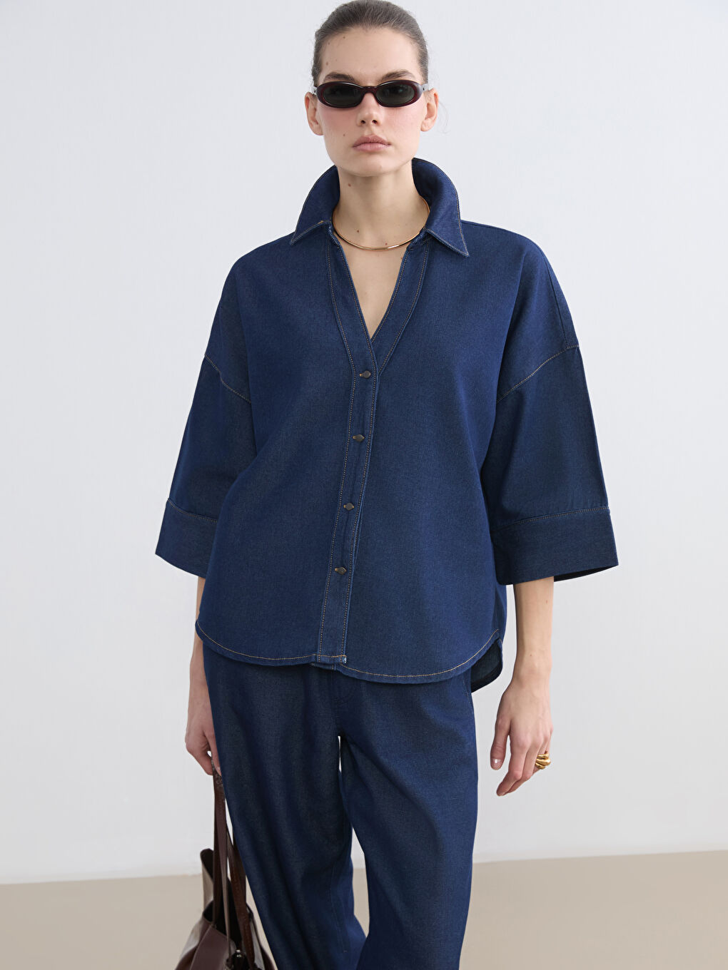 Woman INDIGO Denim Shirt