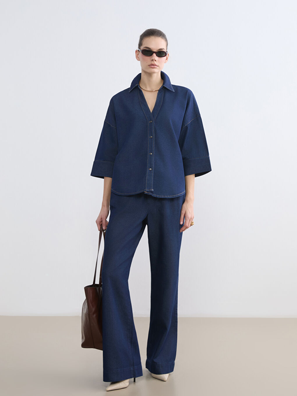 Woman INDIGO Denim Shirt-1