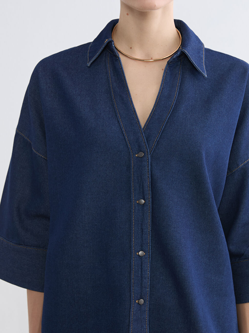 Woman INDIGO Denim Shirt-2