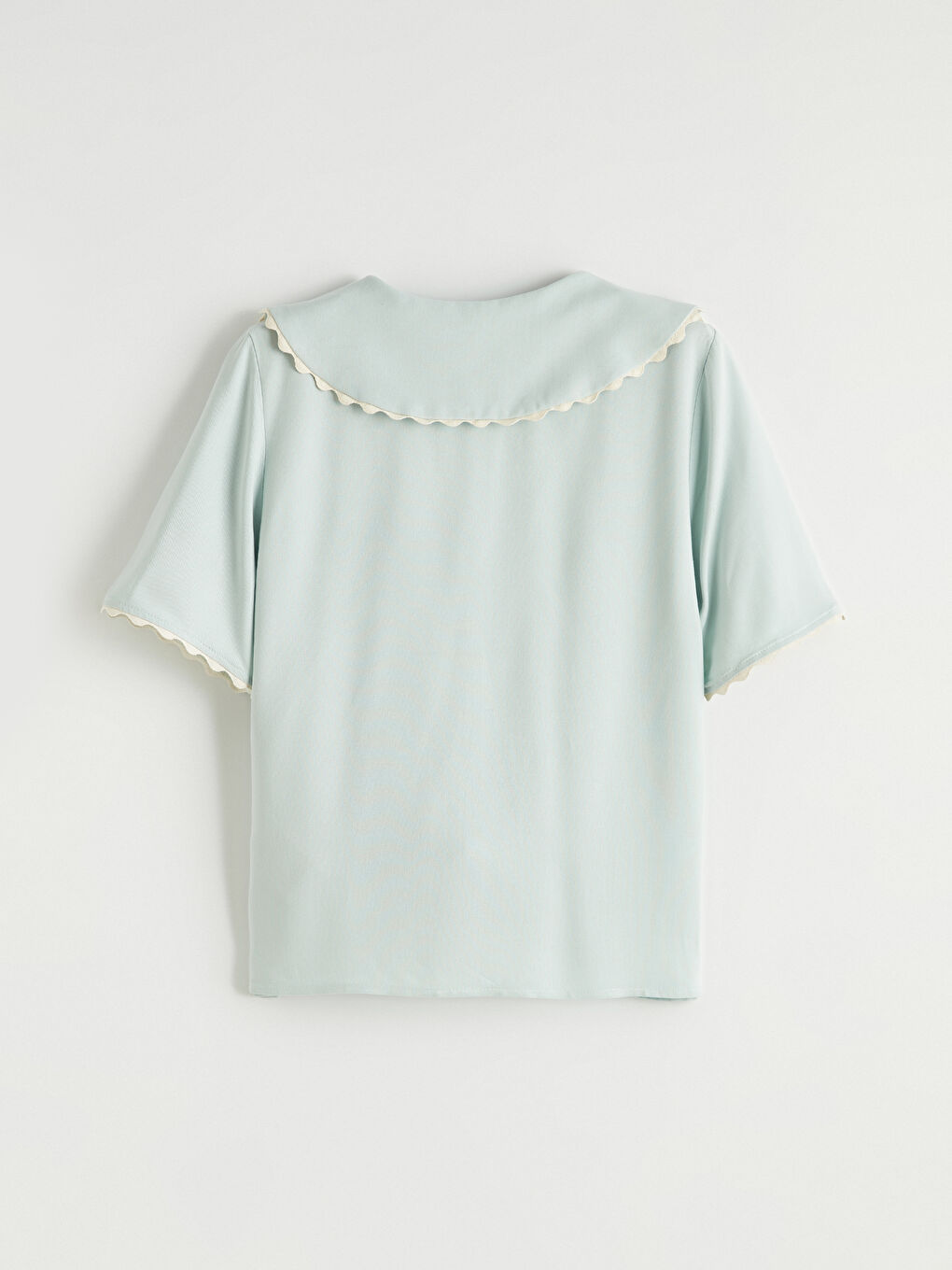 Yeşil Bebe Yaka Kısa Kollu Kız Çocuk Gömlek-2