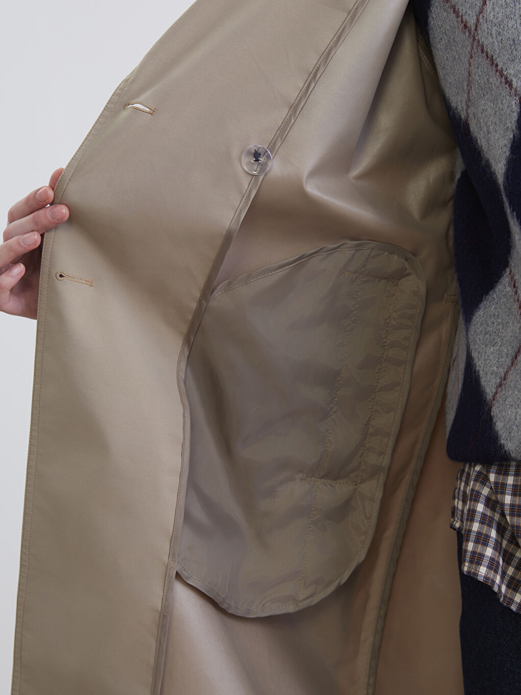 Kahverengi Kruvaze Yaka Kadın Trençkot-3