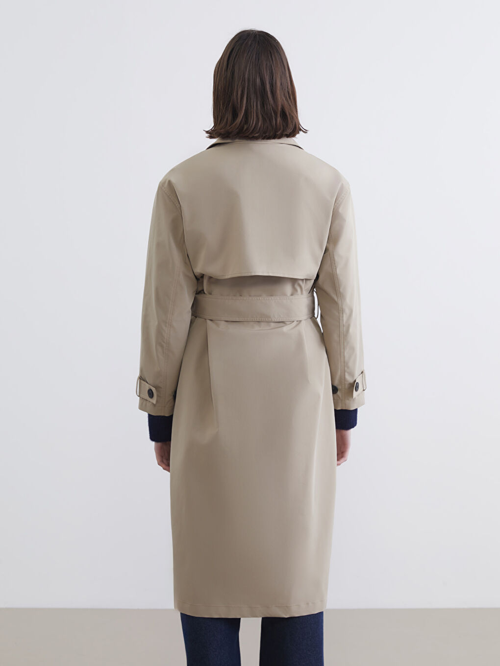 Kahverengi Kruvaze Yaka Kadın Trençkot-4