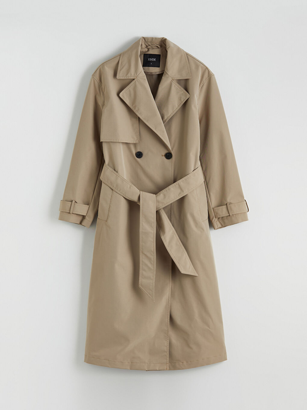 Kahverengi Kruvaze Yaka Kadın Trençkot-5