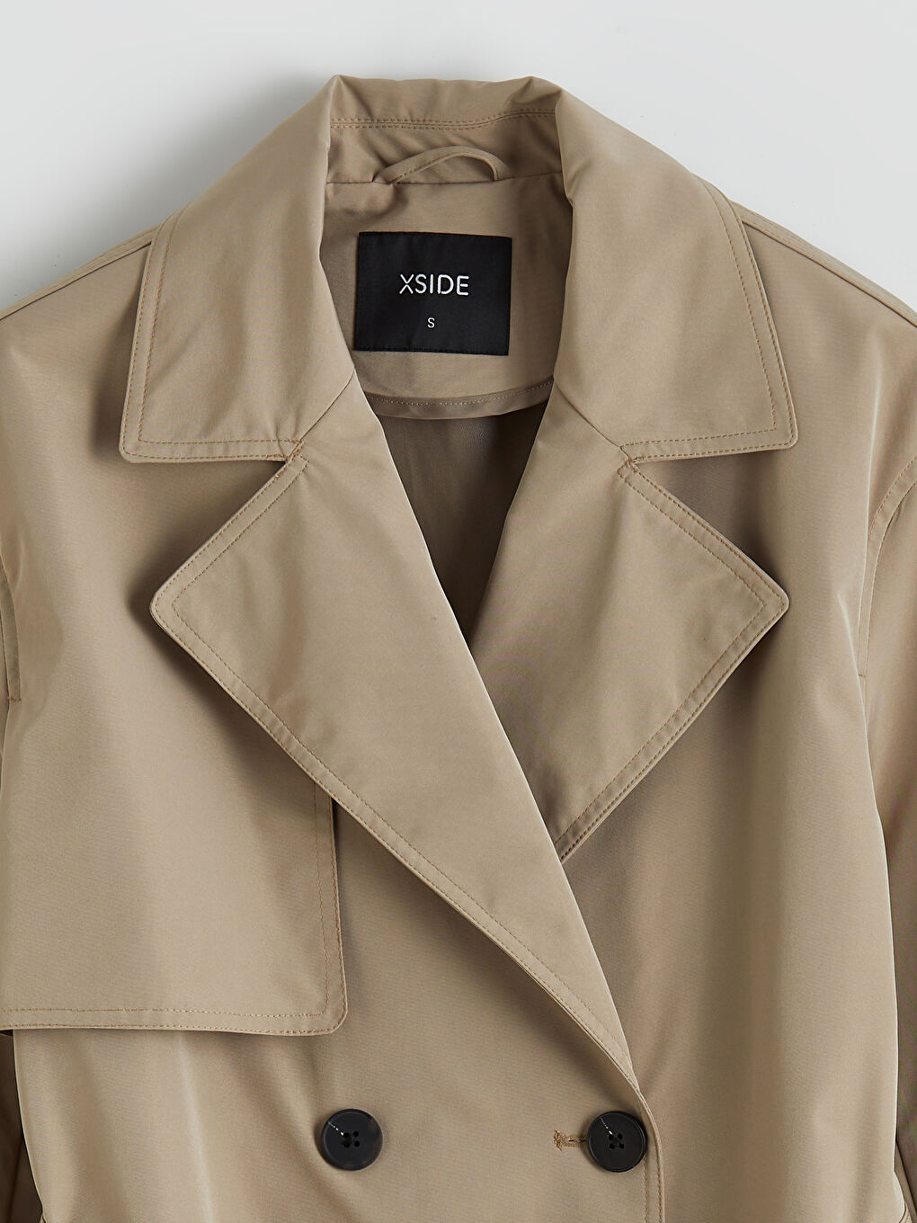 Kahverengi Kruvaze Yaka Kadın Trençkot-6