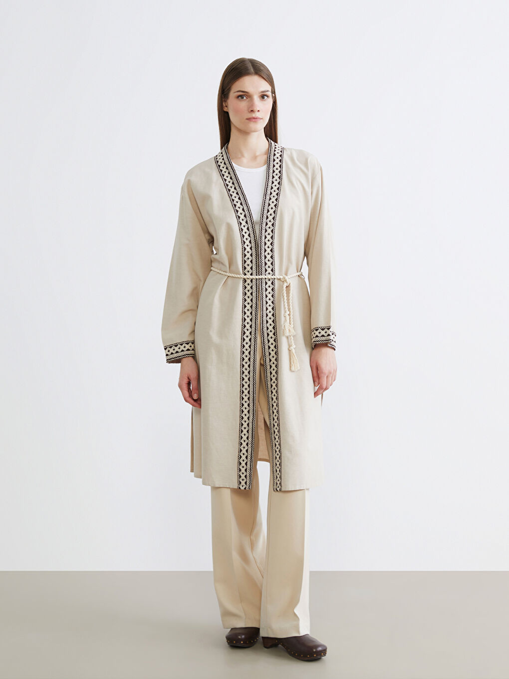 Ženski kimono od mešavine lana oversize kroja