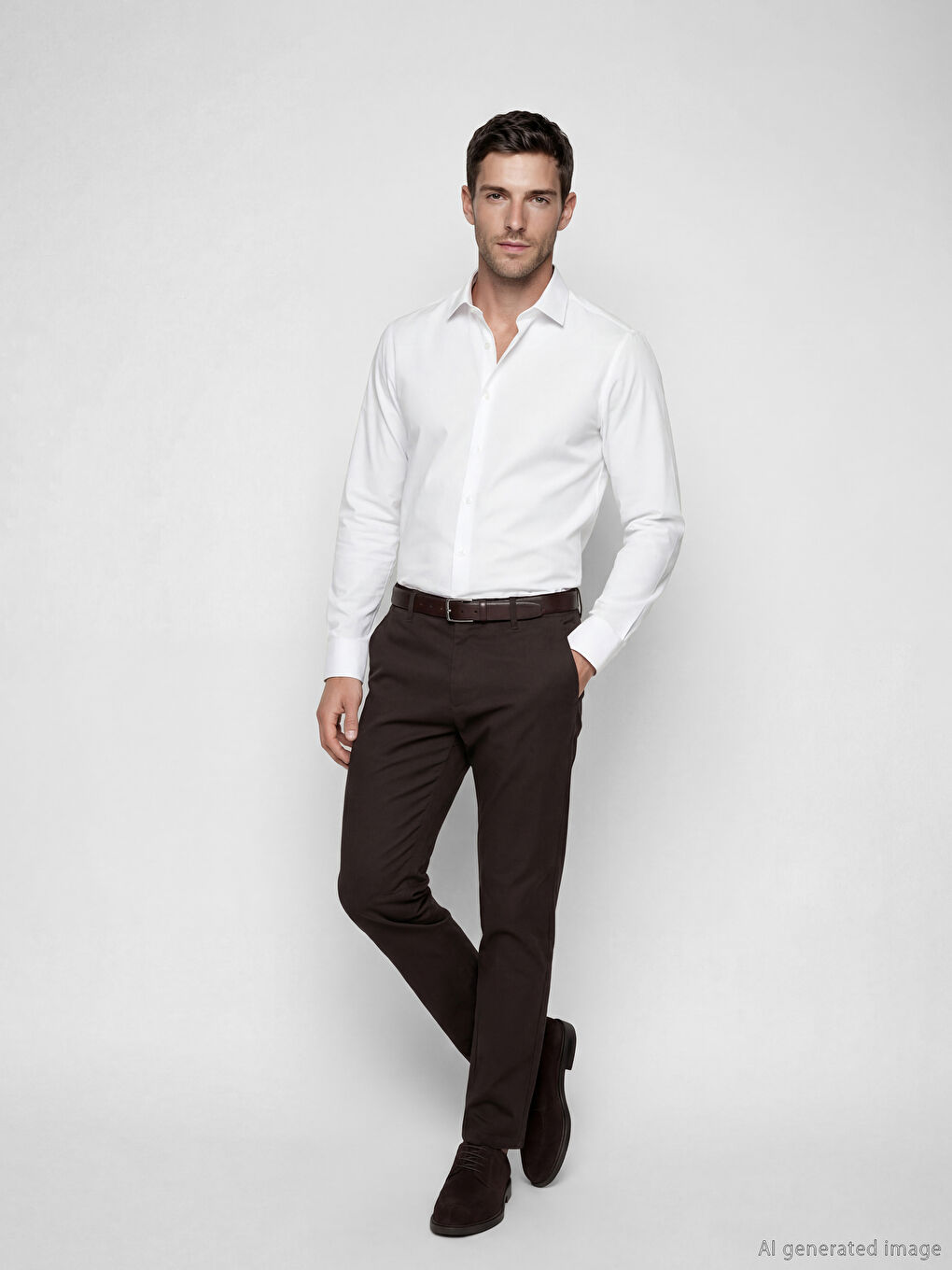 Kahverengi Dar Kalıp Erkek Chino Pantolon