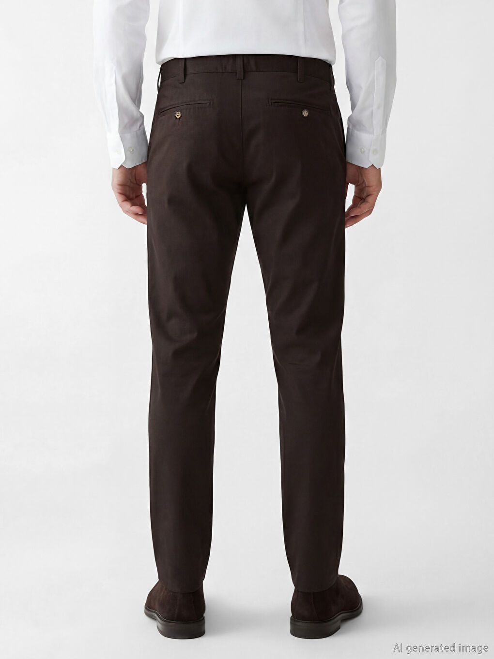Kahverengi Dar Kalıp Erkek Chino Pantolon-2