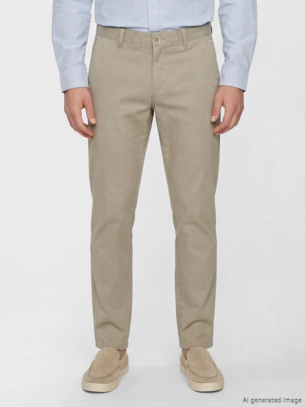 Kahverengi Dar Kalıp Erkek Chino Pantolon-1